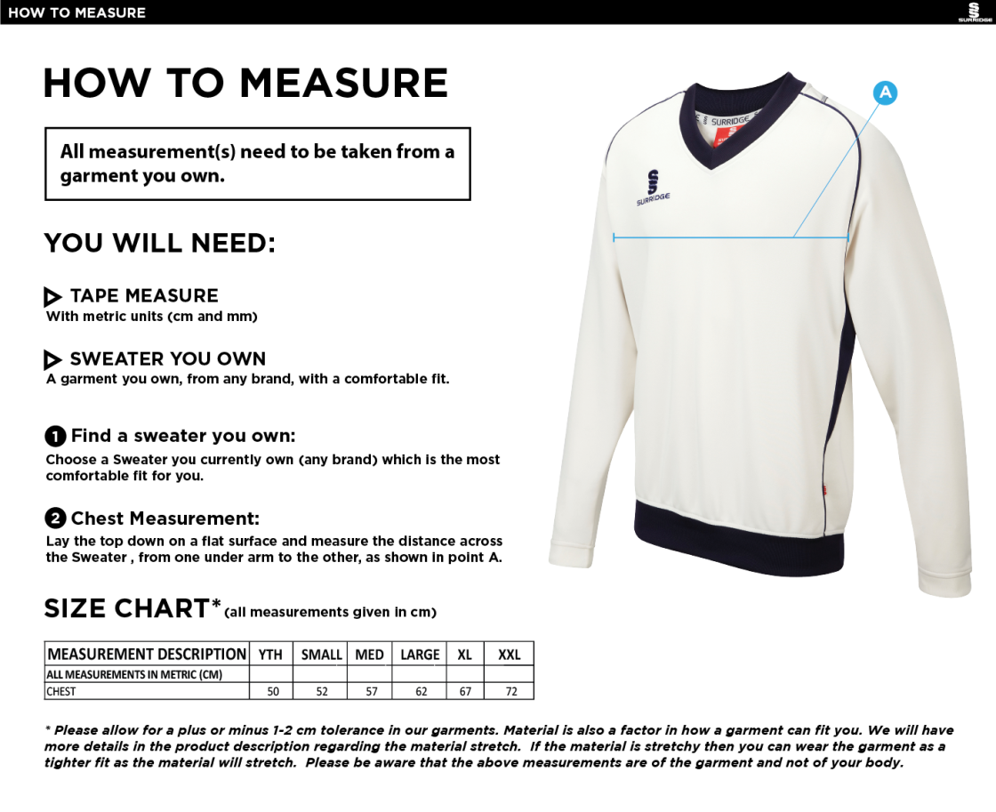 South Shore CC - Curve Long Sleeve Sweater - Size Guide